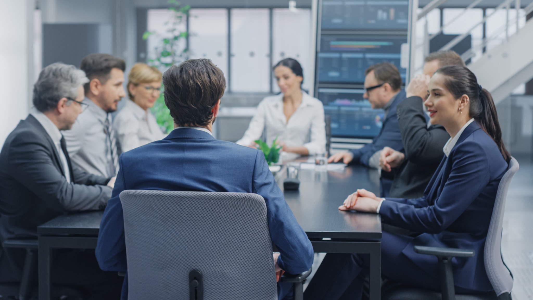 Legal professionals meeting in a conference room